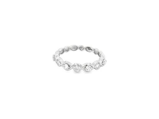 18K White Gold Half-Eternity Ring with Natural Round Diamonds in Bezel Setting